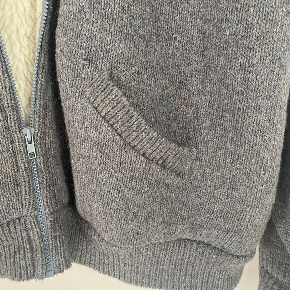 Vtg Winona Knits Full Zip Cardigan Grey Wool Sherpa Lined Grampa-core Sweater 2X - Picture 6 of 12